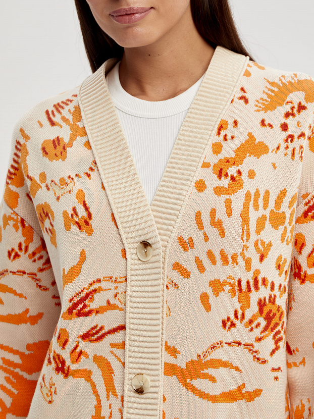 Гарда кардиган трикотажный (кремовый/оранжевый, 44-46)