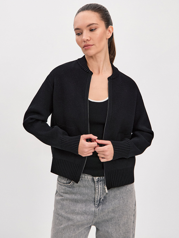 Честер джемпер (бомбер) трикотажный (черный, 44-46)