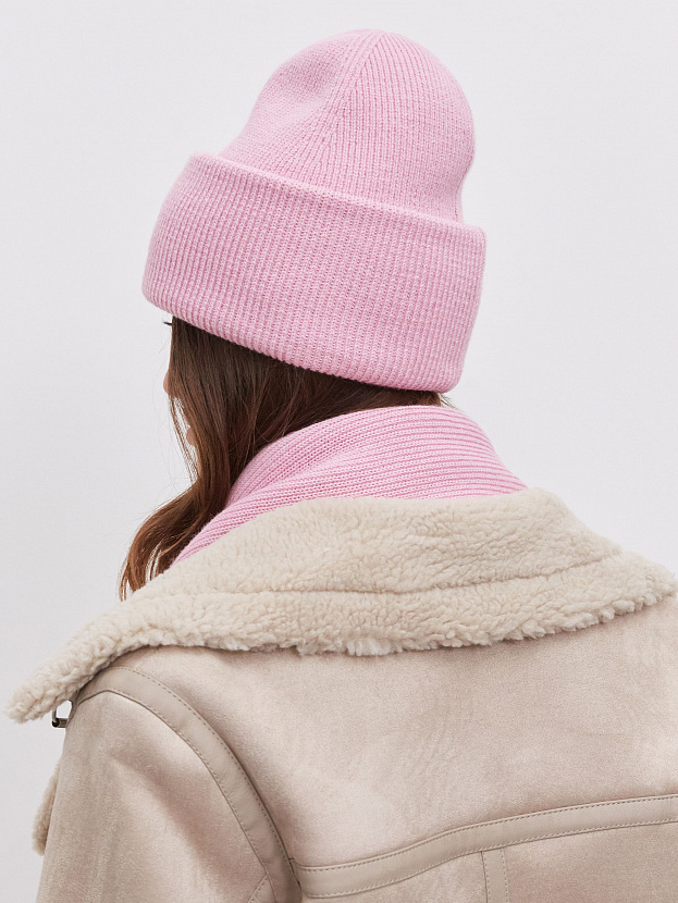 Спейс комплект (шапка+шарф) трикотажный (розовая камелия, 56-58)