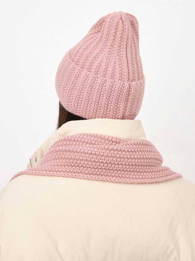 Черри комплект (шапка+ шарф) трикотажный (т.пудра, 56-58)