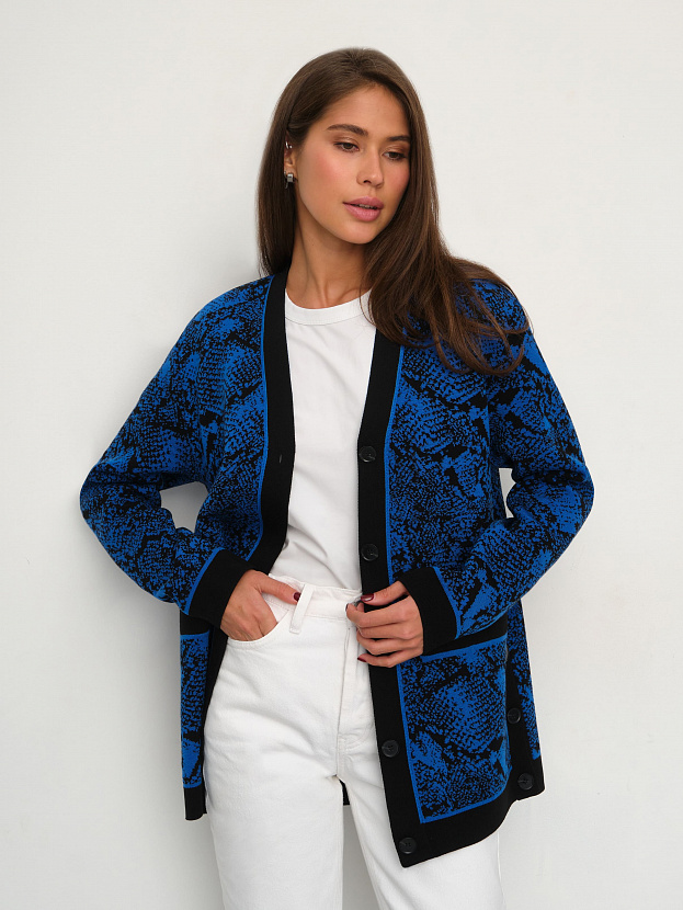 Сандро кардиган трикотажный (черный/ультрамарин, 44-46)