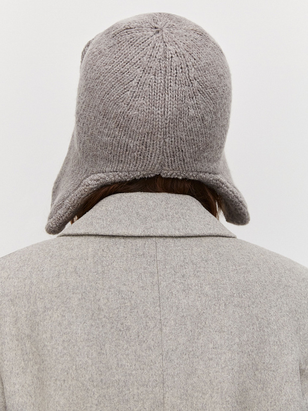 Стокгольм шапка-ушанка трикотажная (св.серый, 56-58)