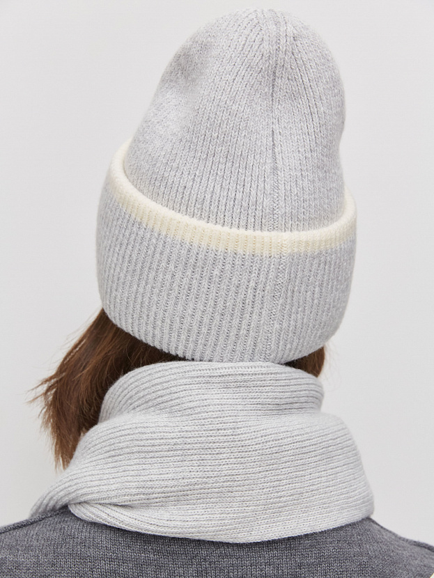 Бредли комплект (шапка+шарф) трикотажный (белый/светло-серый)