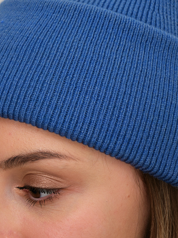 Квартет комплект (шапка+шарф) трикотажный (синий, 56-58)
