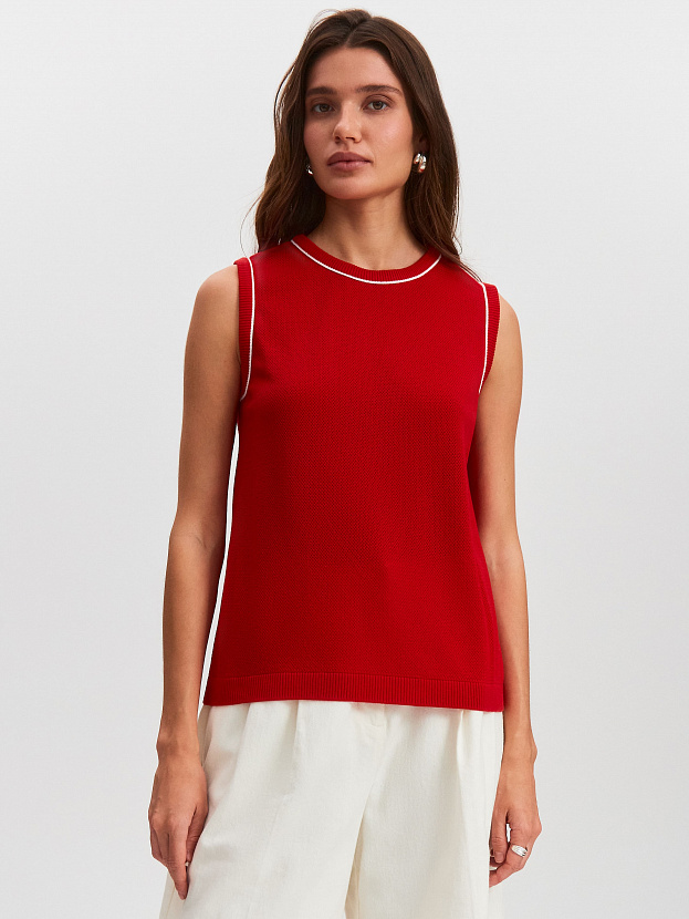 Эмма джемпер без рукавов трикотажный (красный, 44-46)