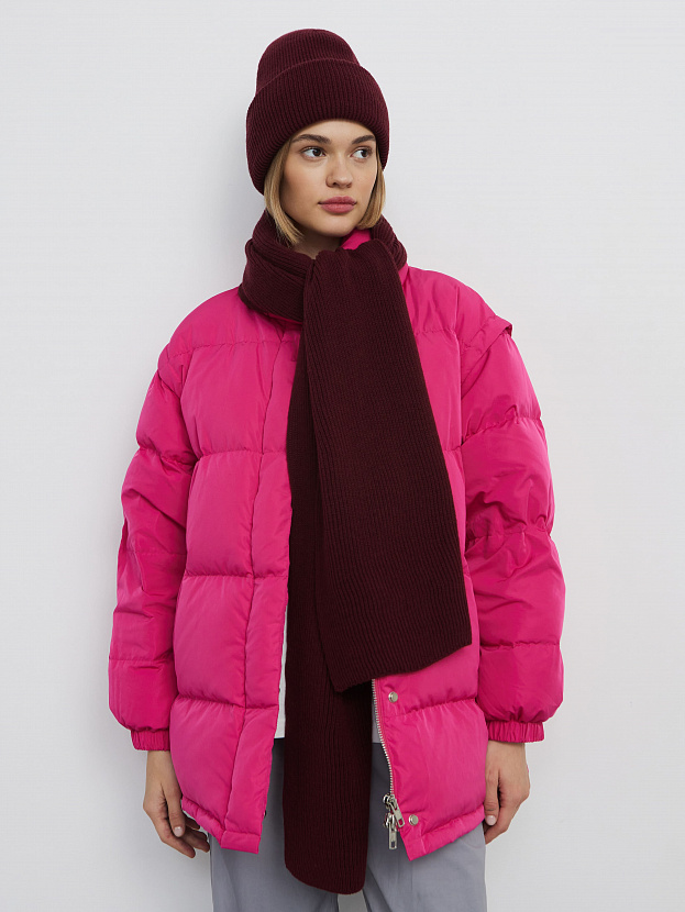 Ботаника комплект (шапка+шарф) трикотажный (бордовый, 56-58)