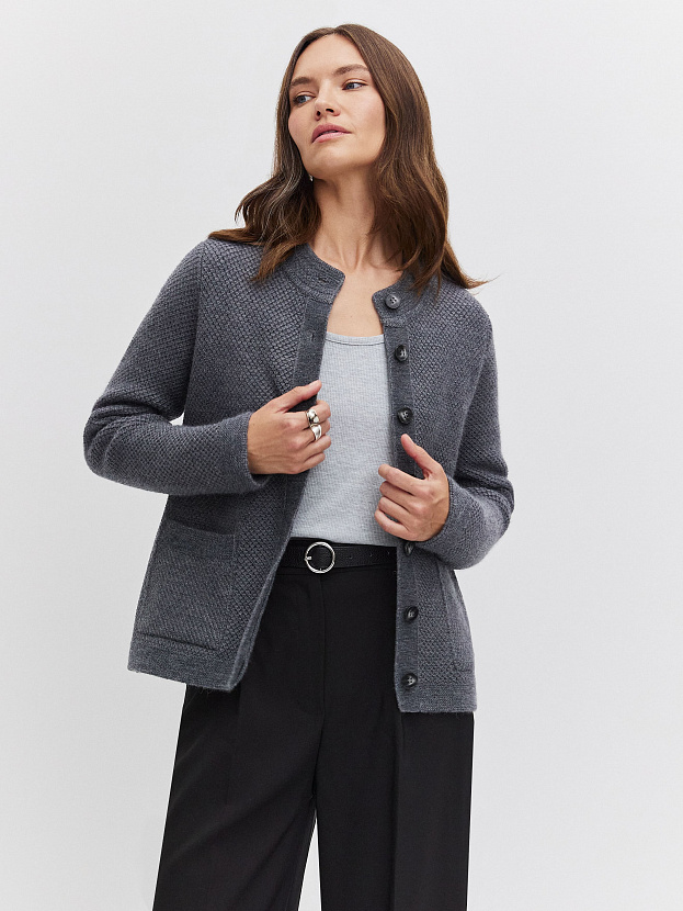 Аника кардиган трикотажный (серый меланж, 44-46)