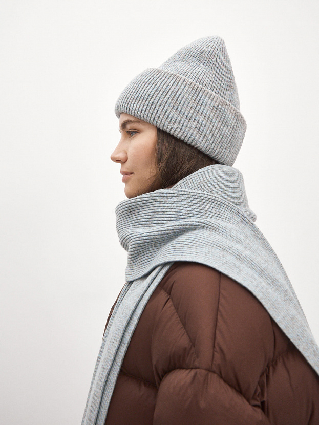 Бредли комплект (шапка+шарф) трикотажный (серо голубой)