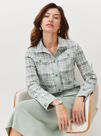 Жакет из хлопка и вискозы букле Шанель