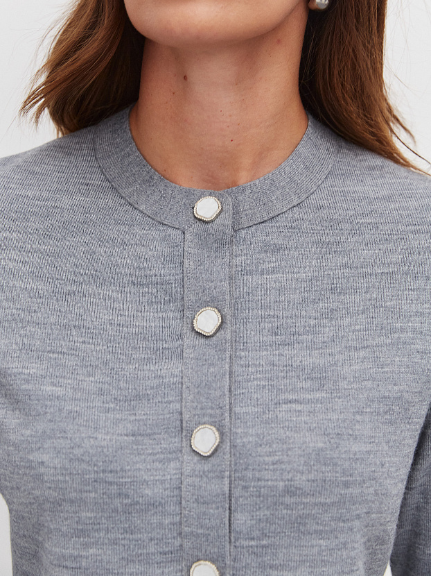 Мята кардиган трикотажный (серый меланж, 46)