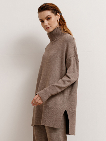 Джемпер из шерсти мериноса и вискозы с воротником Сатурн