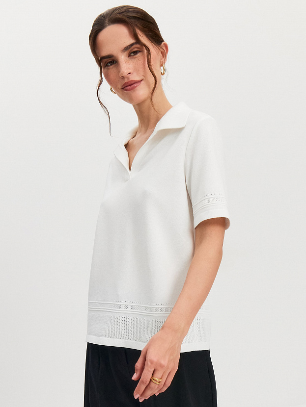 Ариес джемпер (поло) трикотажный (белый, 44-46)