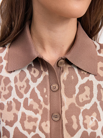 Футболка-поло с леопардовым принтом Агора