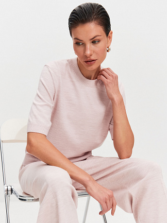 Джемпер из шерсти мериноса и вискозы с коротким рукавом Юджин