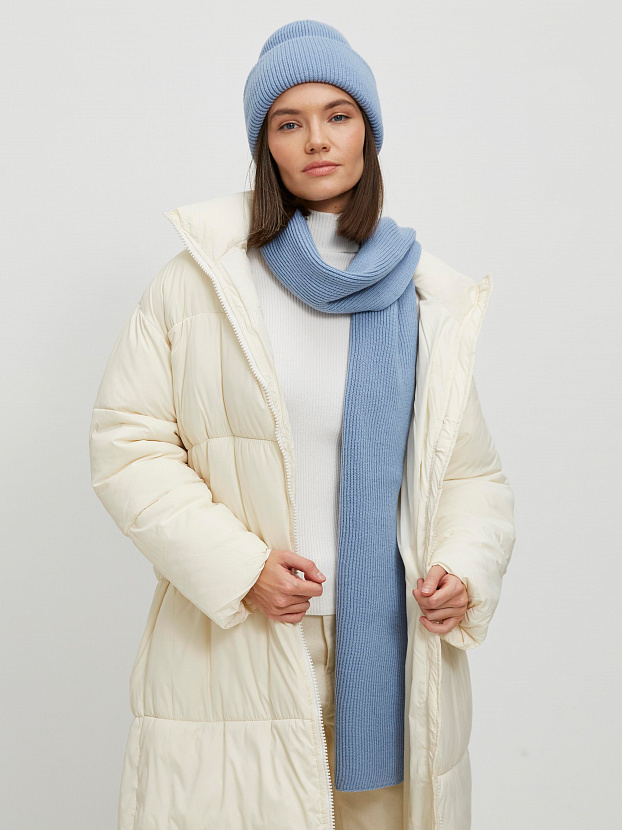 Ботаника комплект (шапка+шарф) трикотажный (серо-голубой, 56-58)