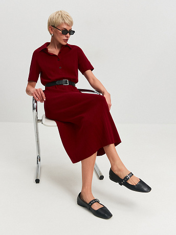 Платье-поло с коротким рукавом из хлопка и вискозы Сафари