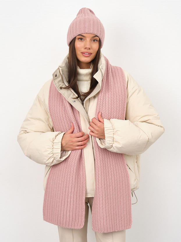 Черри комплект (шапка+ шарф) трикотажный (т.пудра, 56-58)