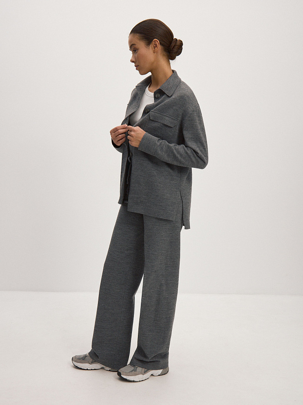 Джемми костюм ( рубашка+брюки ) трикотажный (серый меланж, 44-46/170-175)