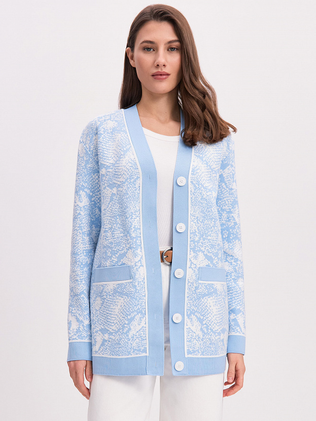 Сандро кардиган трикотажный (св.голубой/белый, 44-46)