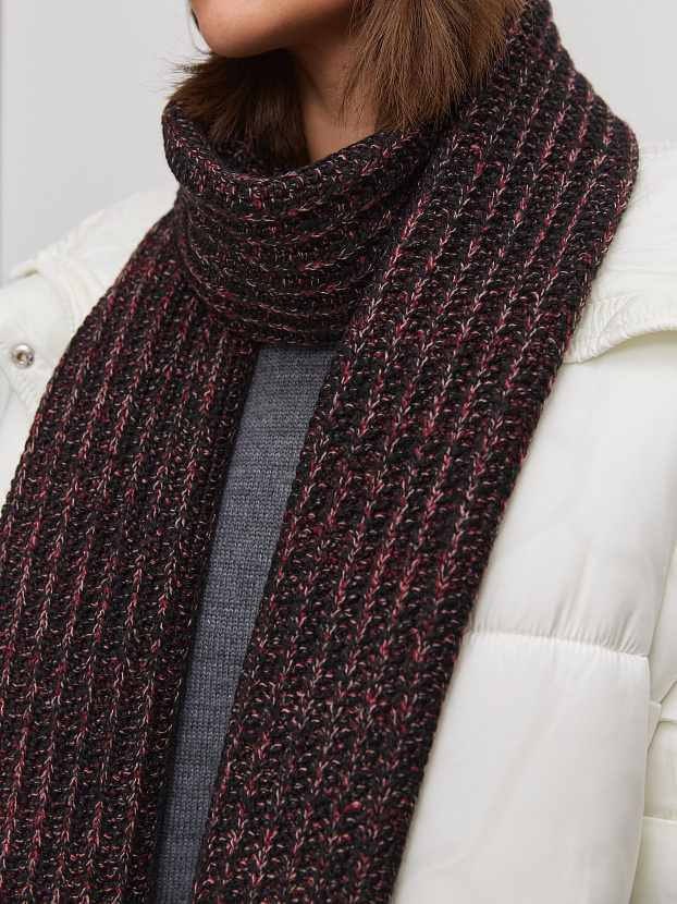 Черри комплект (шапка+ шарф) трикотажный (черный/бордо, 56-58)