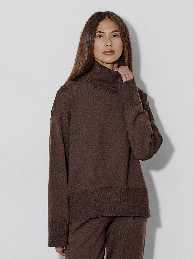 Вест костюм (джемпер + брюки) трикотажный (кофейный, 40-42/164-170)