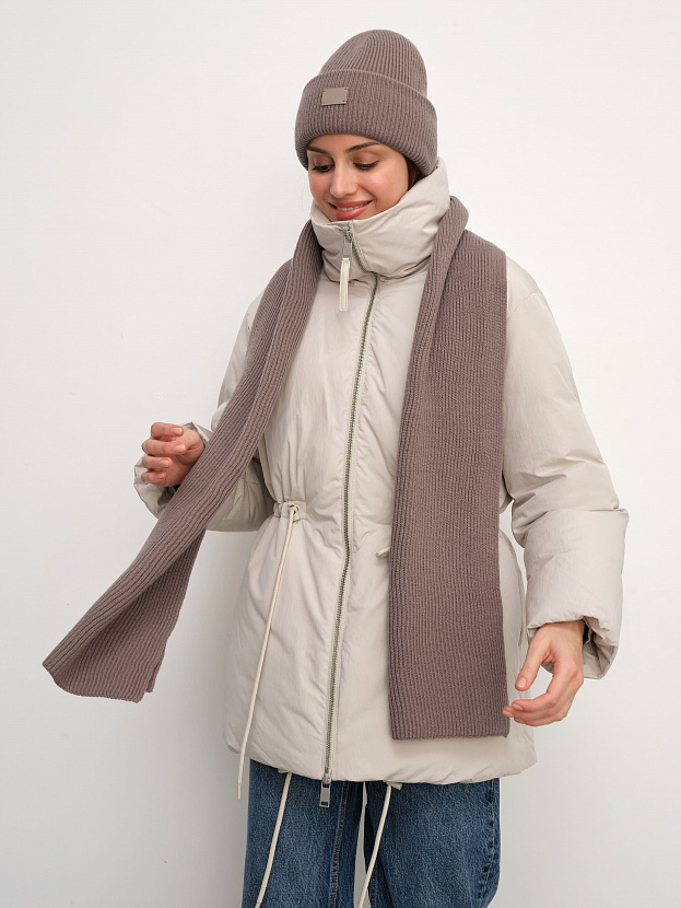 Спейс комплект (шапка+шарф) трикотажный (кофе, 56-58)