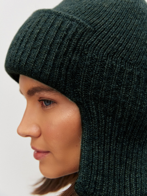 Онтарио шапка-ушанка трикотажная (т.зеленый, 56-58)