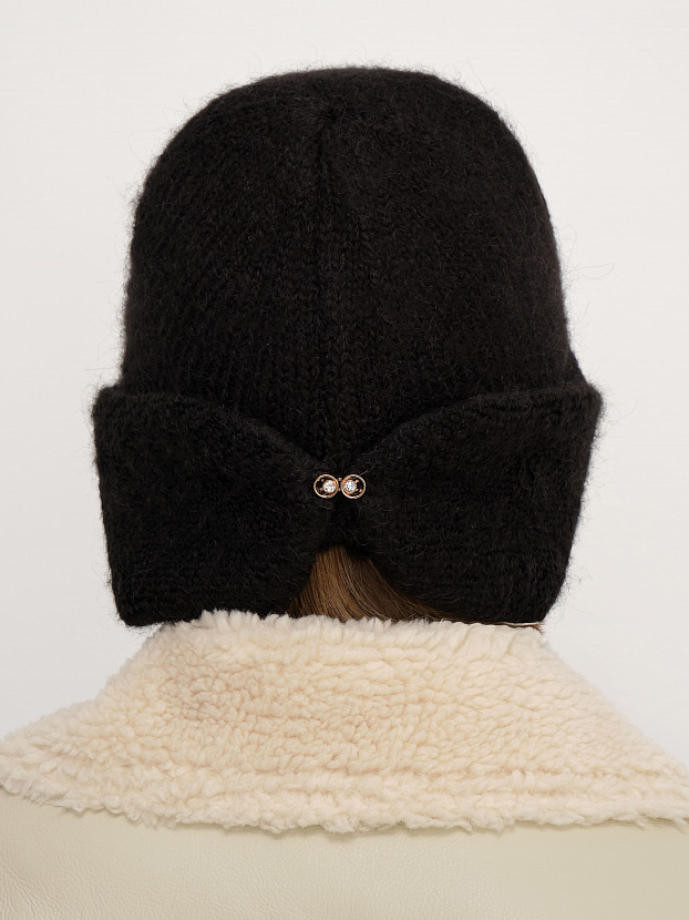 Стокгольм шапка-ушанка трикотажная (черный, 56-58)