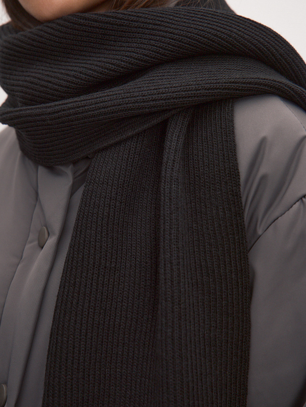 Ботаника комплект (шапка+шарф) трикотажный (черный, 56-58)