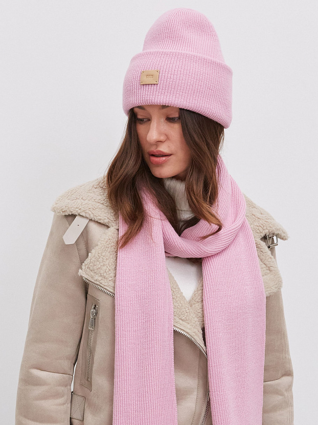 Спейс комплект (шапка+шарф) трикотажный (розовая камелия, 56-58)