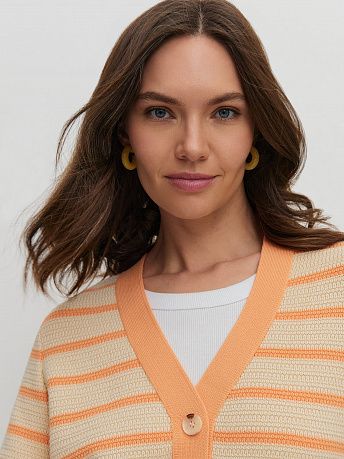 Кардиган из хлопка и вискозы с полосками Ева