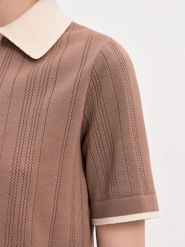 Либерти джемпер (поло) трикотажный (какао/кремовый, 44-46)