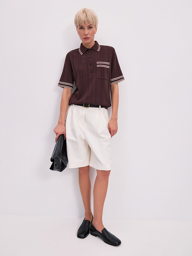 Льюис джемпер (поло) трикотажный (т.коричневый/кремовый, 44-46)