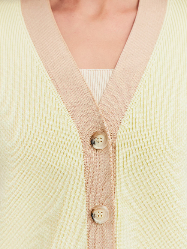 Родос кардиган трикотажный (бледно-желтый/какао, 44-46)