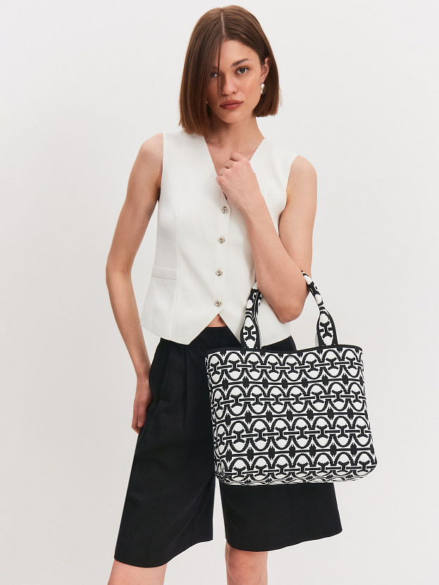 Сумка жаккардовая 2025-К01 (черный/белый)