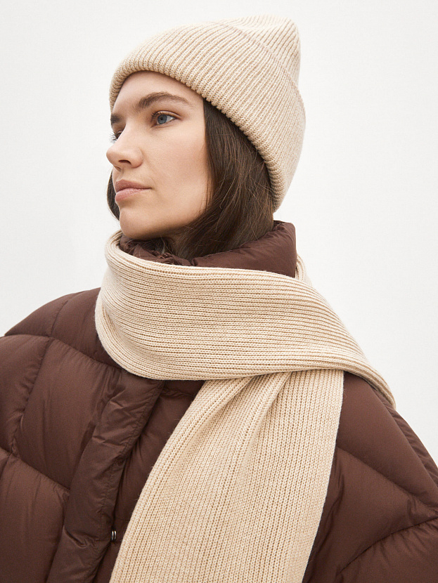 Бредли комплект (шапка+шарф) трикотажный (св.бежевый/кремовый)