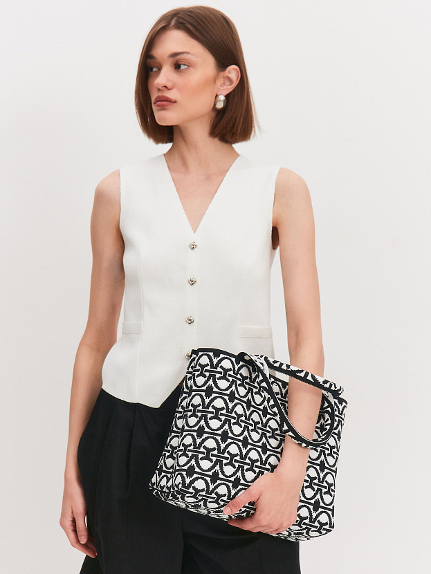 Сумка жаккардовая 2025-К01 (черный/белый)