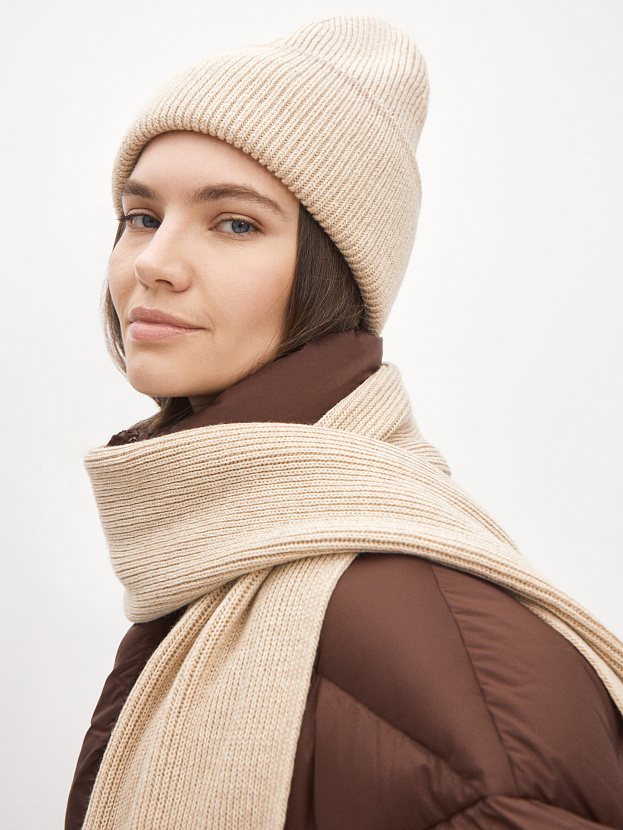 Бредли комплект (шапка+шарф) трикотажный (св.бежевый/кремовый)