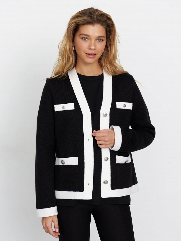 Гамма кардиган трикотажный (черный/белый, 44-46)