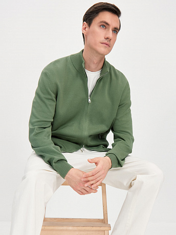 Кардиган мужской из хлопка с карманами на молнии