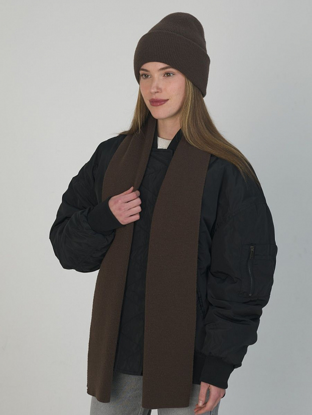 Квартет комплект (шапка+шарф) трикотажный (коричневый, 56-58)