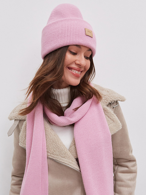 Спейс комплект (шапка+шарф) трикотажный (розовая камелия, 56-58)