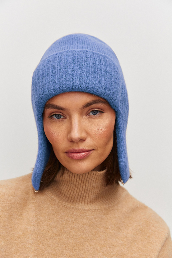 Онтарио шапка-ушанка трикотажная (васильковый, 56-58)