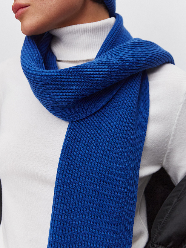 Спейс комплект (шапка+шарф) трикотажный (ярко-синий, 56-58)