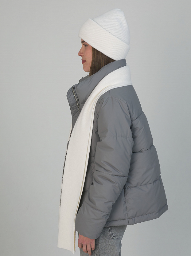 Квартет комплект (шапка+шарф) трикотажный (белый, 56-58)