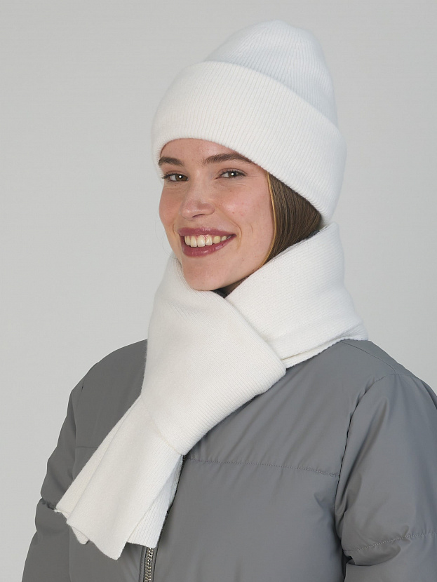 Квартет комплект (шапка+шарф) трикотажный (белый, 56-58)