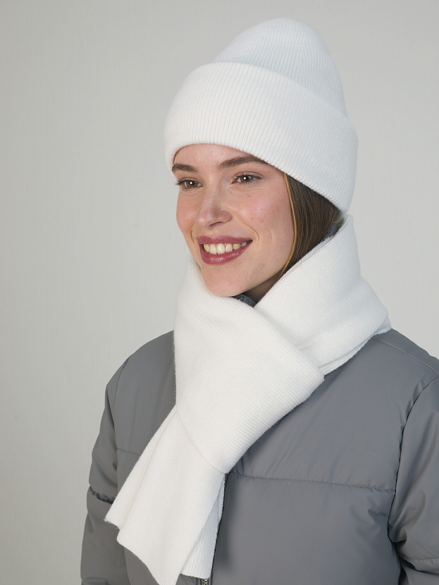 Квартет комплект (шапка+шарф) трикотажный (белый, 56-58)