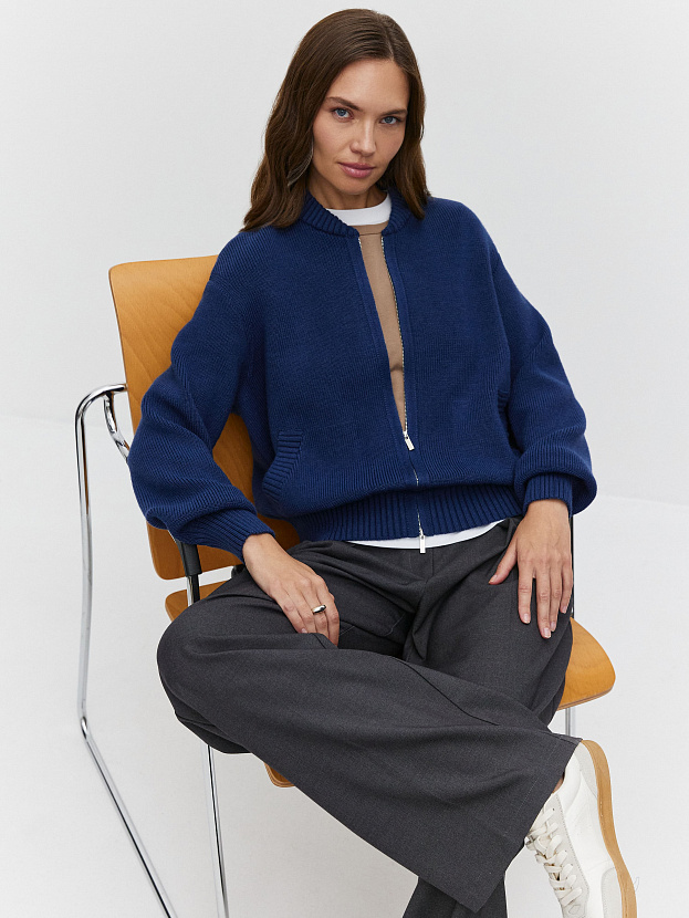 Эльба джемпер (бомбер) трикотажный (темно-синий, 44-46)