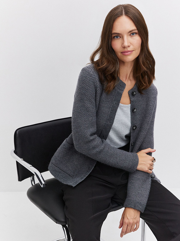 Аника кардиган трикотажный (серый меланж, 44-46)