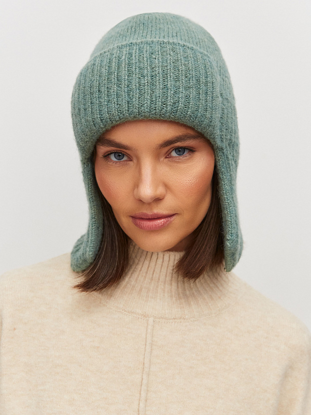 Онтарио шапка-ушанка трикотажная (св.зеленый, 56-58)